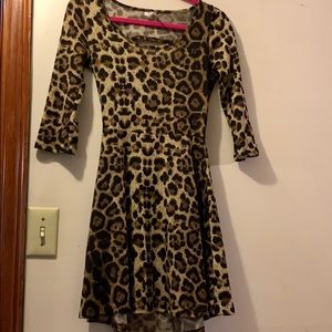 Cheetah skater styled dress with key hole back.